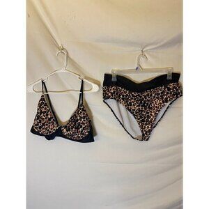Sexy Black Animal Print Bikini Swimsuit 2 Piece Womens Plus Size 4xl 4X Hi Waist